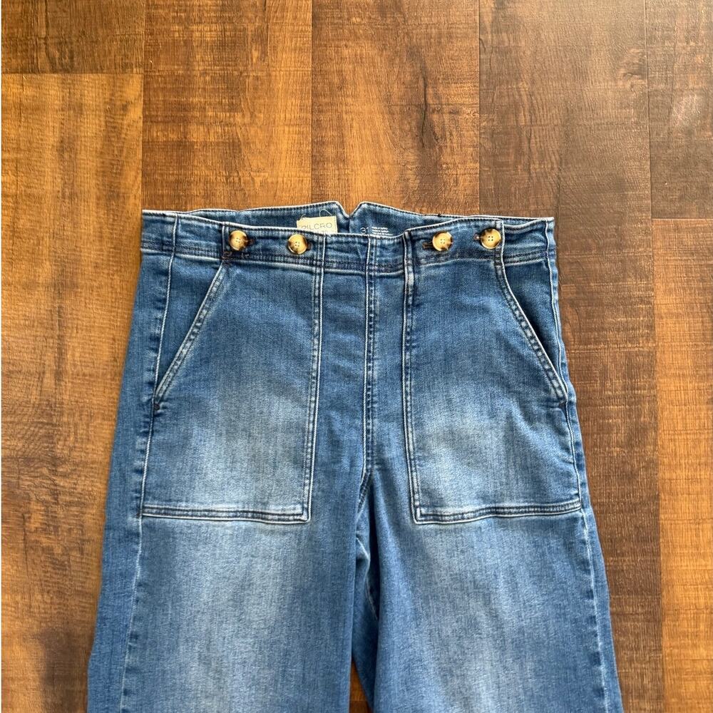 Pilcro Anthropologie Wide Leg Jeans High Rise Sailor Button Detail Size 31 - Picture 2 of 9